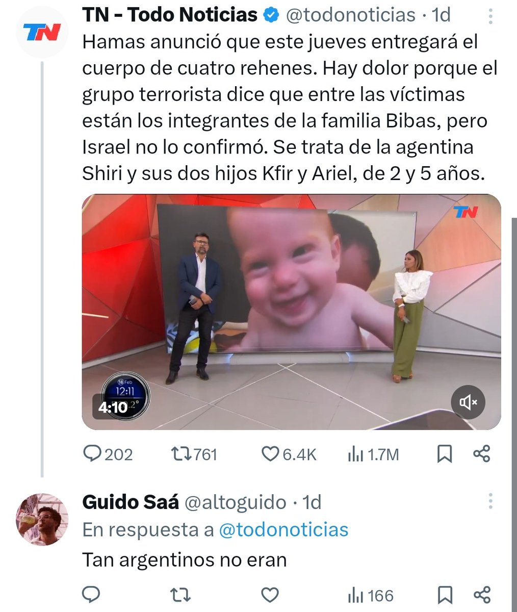 Este ser abominable que se llama Guido Saá es docente en el Pellegrini, el conservatorio Falla y la facultad de Filosofía y letras de la UBA. Ayer estuvo horas contestando a diversos posts festejando el secuestro y asesinato en cautiverio de dos bebés.