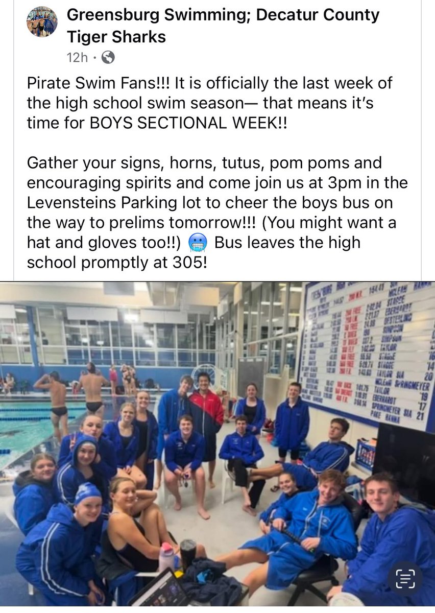 Best wishes to our Pirate Swimmers as they compete in preliminary <a href="/IHSAA1/">IHSAA</a> Sectionals at East Central tonight! 

Let’s go Boys Swimming!🏴‍☠️