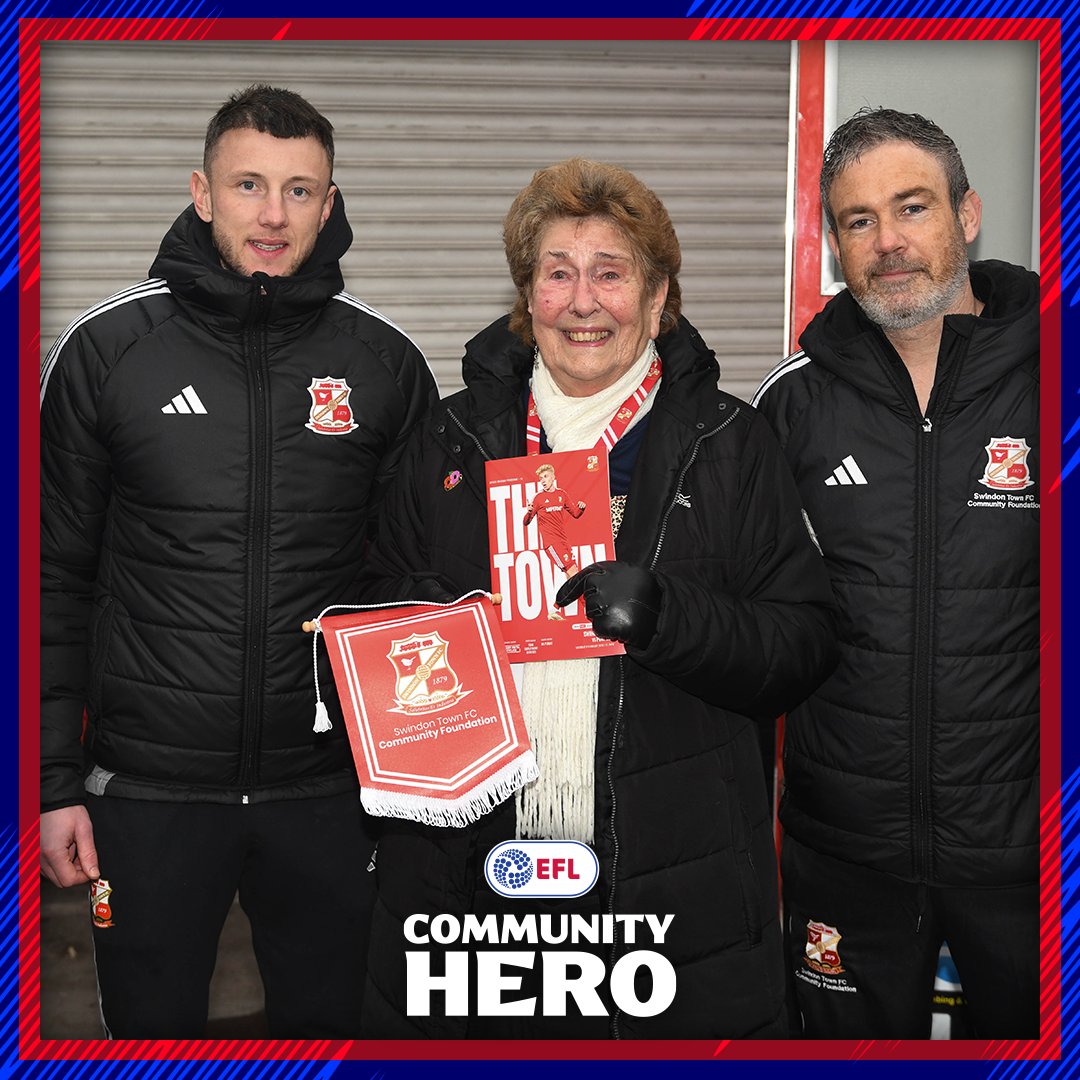 Official_STFC's tweet photo. Recognising five Community Heros for their commitment to Swindon Town ❤️

This afternoon we will present our Heros with their awards on the pitch before kick-off against Chesterfield: