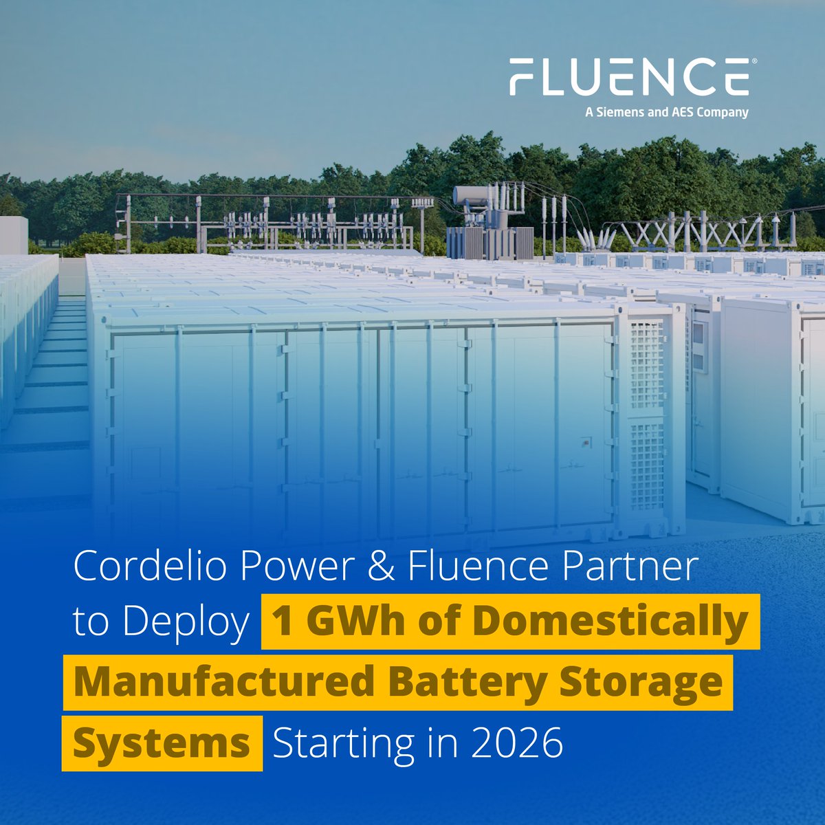 🔋 Big news for U.S. energy independence

We’re thrilled to announce our partnership with Cordelio Power to deploy 1 GWh of domestically manufactured battery storage systems across three U.S. projects, beginning in 2026.  

🔗 bit.ly/3QqjpK8