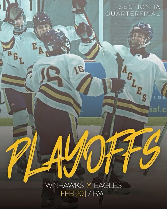 Lourdes Eagles Hockey (@lhsboyspuck) on Twitter photo 🦅 Eagles host Winona this evening in a section quarterfinal matchup 🦅 
Looking forward to good matchup and exciting game! 🦅 Eagles host Winona this evening in a section quarterfinal matchup 🦅 
Looking forward to good matchup and exciting game!