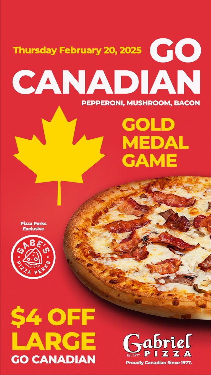 GabrielPizza's tweet photo. SO READY FOR THIS GAME!!!

Order up a Large Go Canadian today on the app and SAVE $4

#GoCanadaGo https://t.co/UBnxPkx3rz