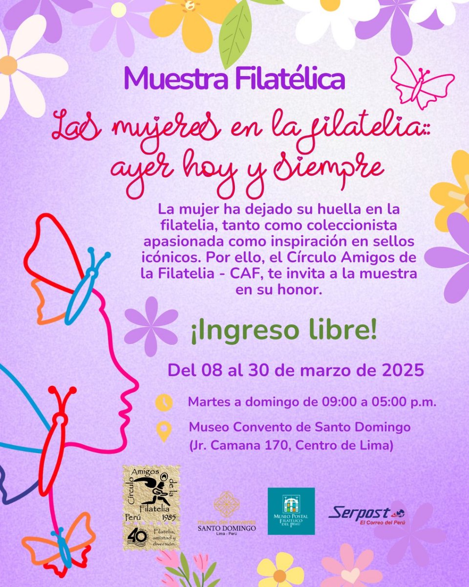 Cordial invitación a la muestra filatélica "#Mujeres en la #filatelia ayer, hoy y siempre".

#Lima #Perú #Marzo
