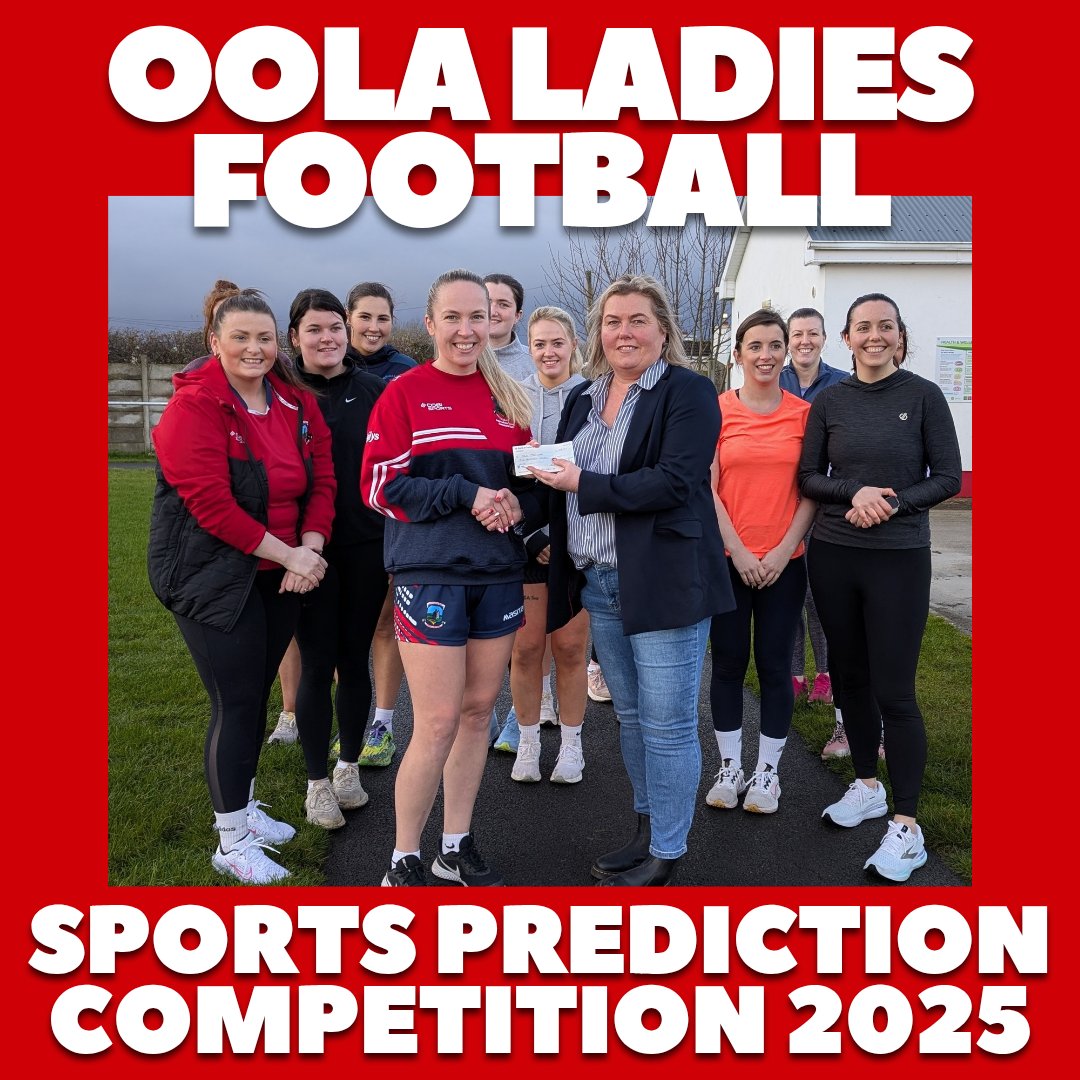 Calling all sports experts! 

Oola Ladies Football Sports Prediction Competition closes in a week.
Entry available online (link below) or forms available from any of our adult ladies players.

cognitoforms.com/OolaGAAClub/LG…

€10 entry
Prizes: €500, €150, €50