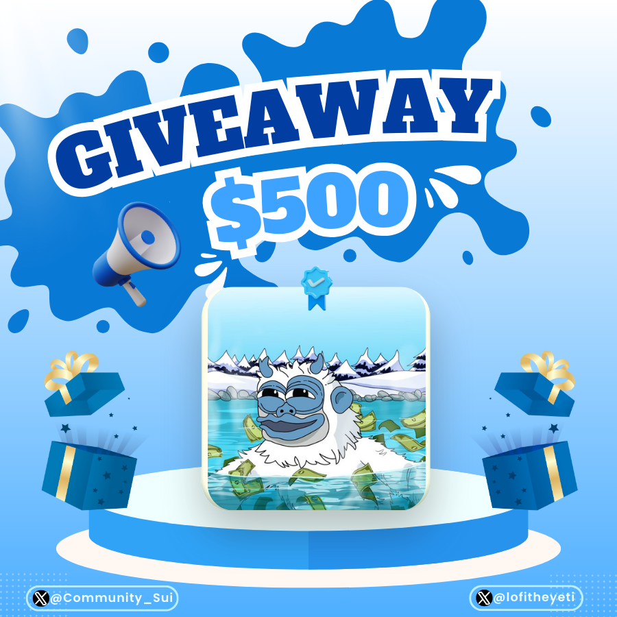Community_Sui's tweet image. EXCLUSIVE GIVEAWAY 🪂

Welcome family of Yetis - builders, believers, and dreamers 💧 With kind-hearted souls to participate in receiving $LOFI airdrop now!

🎁 Rewards: 500 USDC

Requirement
1️⃣ Follow us @lofitheyeti &amp;amp; @Community_Sui
2️⃣ Like, Retweet, and tag 3 fens
3️⃣ Comment…