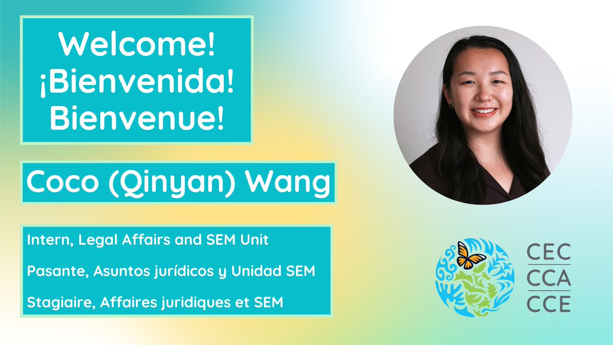 CECweb's tweet photo. 🚀 Meet our new Legal Intern, Coco (Qinyan) Wang! ⚖️ #SEMprocess

Coco is currently completing her Juris Doctor at the @LincAlexLawTMU in #Toronto 🇨🇦 📚

🌱Welcome, bienvenida, bienvenue! https://t.co/lRZ5natdkC