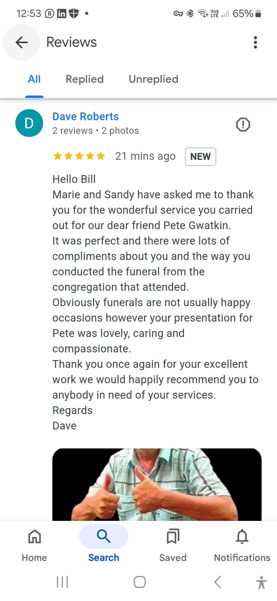 Another 5 Star Google Review for a   funeral I officiated at recently.
<a href="/celebrantaoic/">Association of Independent Celebrants (AOIC)</a> <a href="/CivilCeremonies/">Civil Ceremonies</a> <a href="/HW_Chamber/">Herefordshire & Worcestershire Chamber of Commerce</a> #WorcestershireHour #funeral
#celebrant