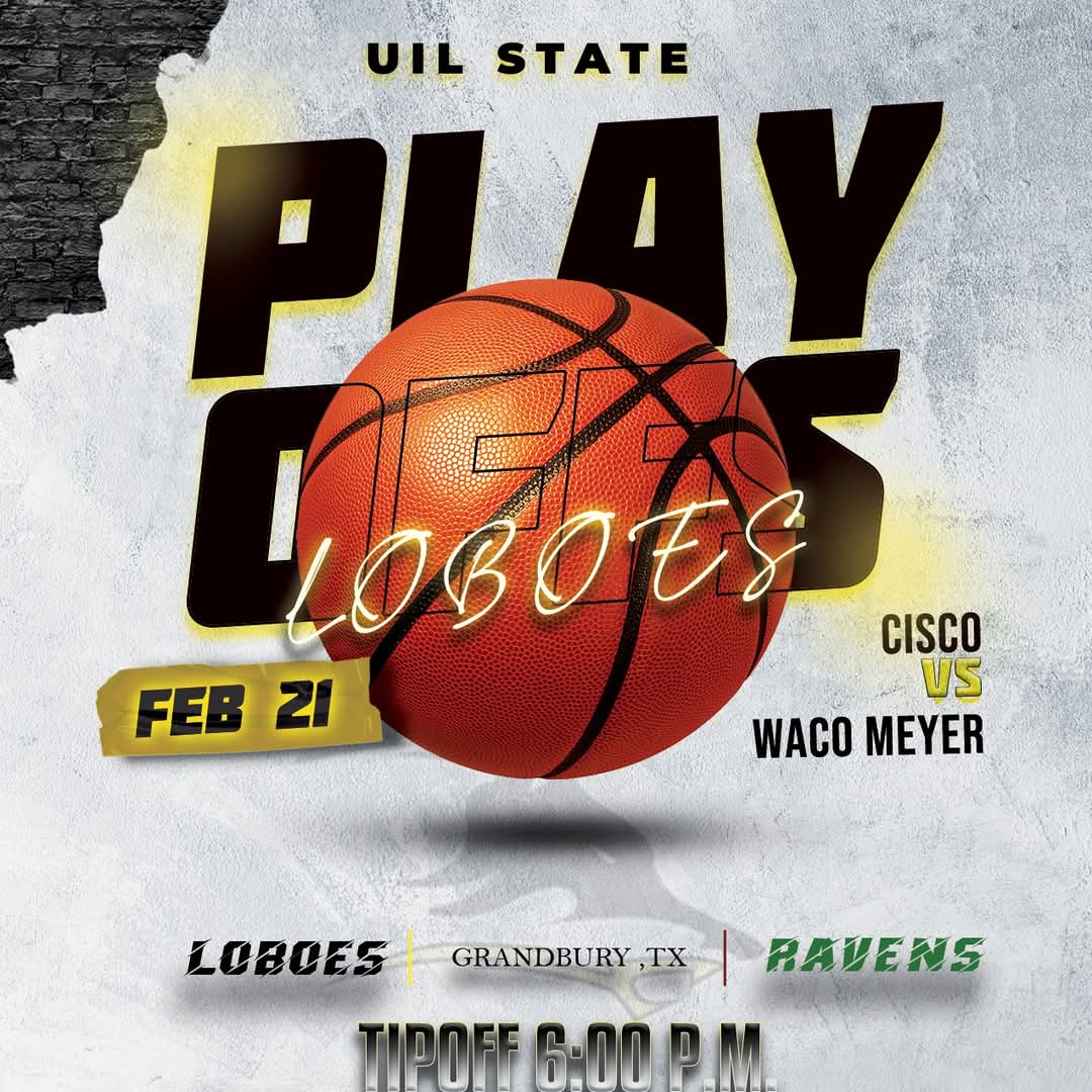 LoboesRadio's tweet image. Region 2 Area Round Basketball Playoffs
Cisco vs Waco Meyer (Rapoport)
The game will be played at Grandbury High School on Friday Febuary 21, 2025 at 6P.M.
We are the Home Team
Tickets are ONLINE and they will be $6 and $4.
@hoopinsider @BCHsports @BigCountrySport