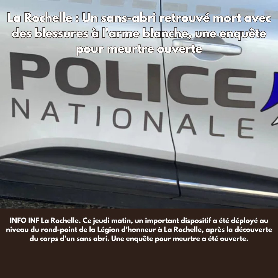 Une enquête pour meurtre a été ouverte, les témoins de l'altercation invités à se rapprocher de la police.
inf-info.fr/la-rochelle-un…