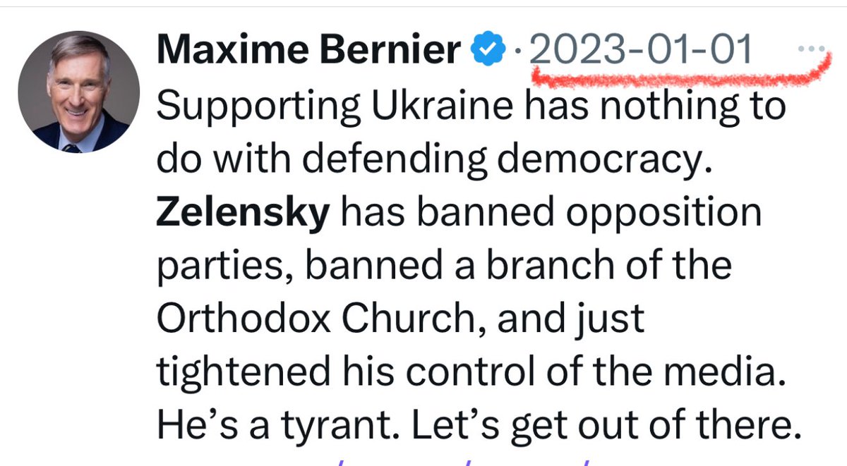 MaximeBernier's tweet photo. I said two years ago that Zelensky was a tyrant. 

Glad to see this is becoming a mainstream opinion now! https://t.co/yEbPdlwLqe