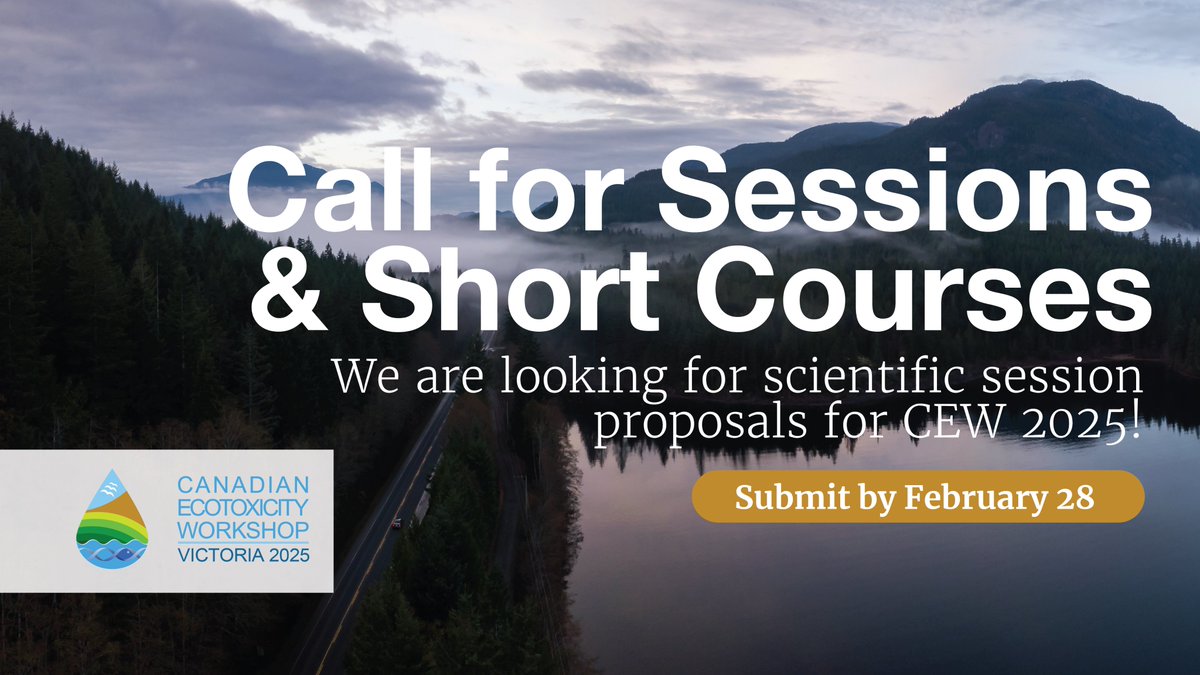 The Call for Sessions and Short Courses for #CEW2025 is open until February 28th! Learn more here: ecotoxcan.ca/post/call-for-…