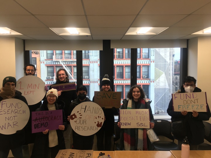 Yesterday, we joined HUNDREDS of researchers, faculty, and academic workers from across NYC -- including fellow NYU <a href="/UAW/">UAW</a> siblings -- to make our voices heard and demand an end to attacks on public funding and universities! #DefendPublicResearch