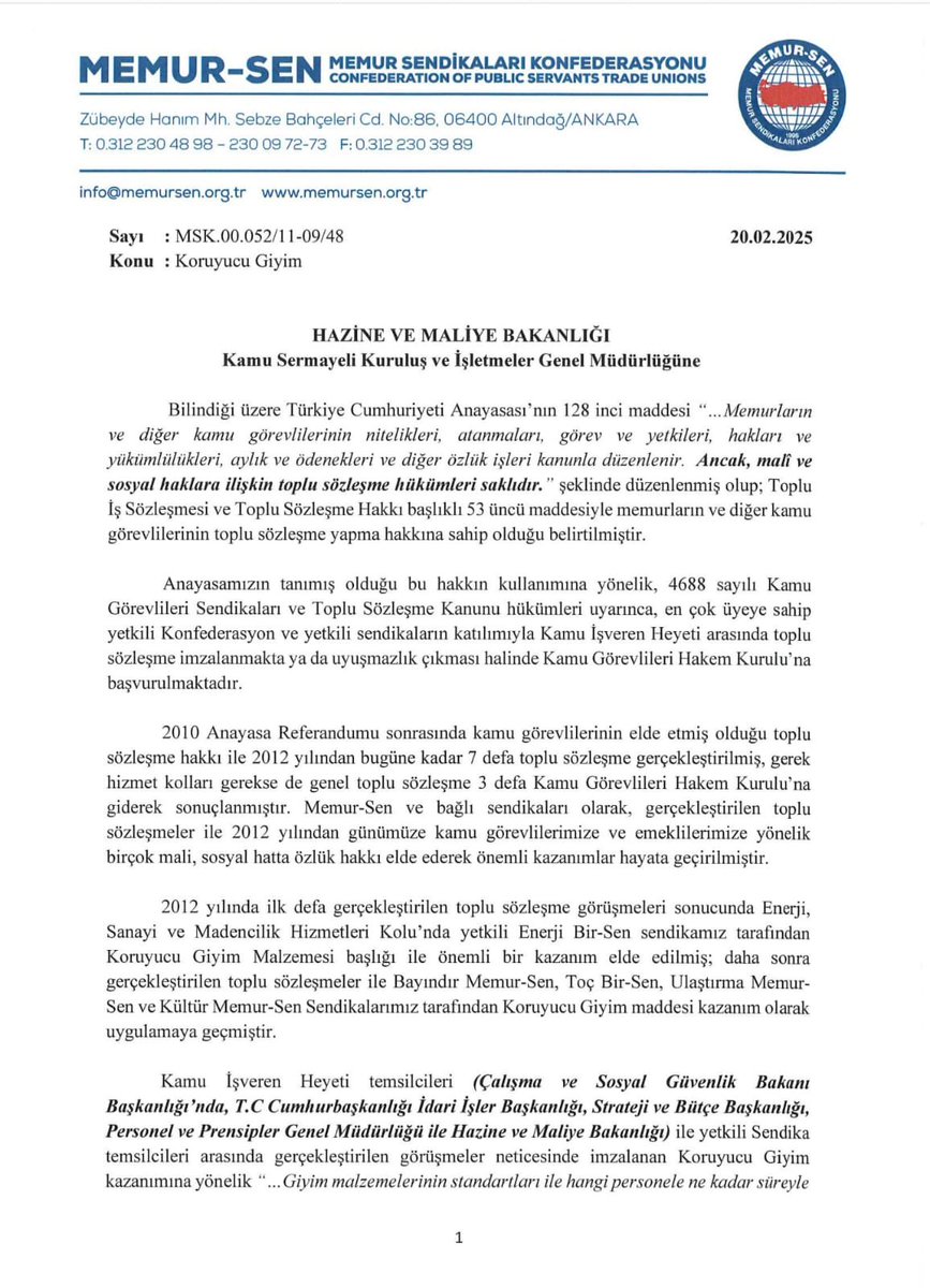 _aliyalcin_'s tweet photo. Koruyucu Giyim Engellenmesin, Yanlışta Israr Edilmesin !

Toplu sözleşmede yasaya, hükümlerde masaya riayet edilmek zorundadır. 

10 yılı aşkın süredir uygulanan kazanımlarımızın masanın taraflarını tanımaksızın bürokrasi tarafından engellenmesi, kabul edilebilir bir durum değildir. 

Toplu sözleşme hükmünün nasıl uygulanacağı açık ve nettir, tarife muhtaç değildir. Bunun üzerine tek taraflı talimatlarla kısıtlanması, daraltılması hatta engellenmesi masayı tanımamak, tarafların kararlarını görmezden gelmek demektir. 

Koruyucu Giyim kazanımımız; mücadelemizin, alın terimizin, emeğimizin karşılığı, emekçinin hakkıdır. 

Danıştay 10. Daire tarafından verilen kararda “ayni” ödemenin kapsamı, sınırı ve çizgisi bellidir. Zaman kaybedilmeden hatadan dönülmesini, yazıların düzeltilmesini ve yanlışta ısrar edilmemesini bekliyoruz. 

@HMBakanligi |@memetsimsek