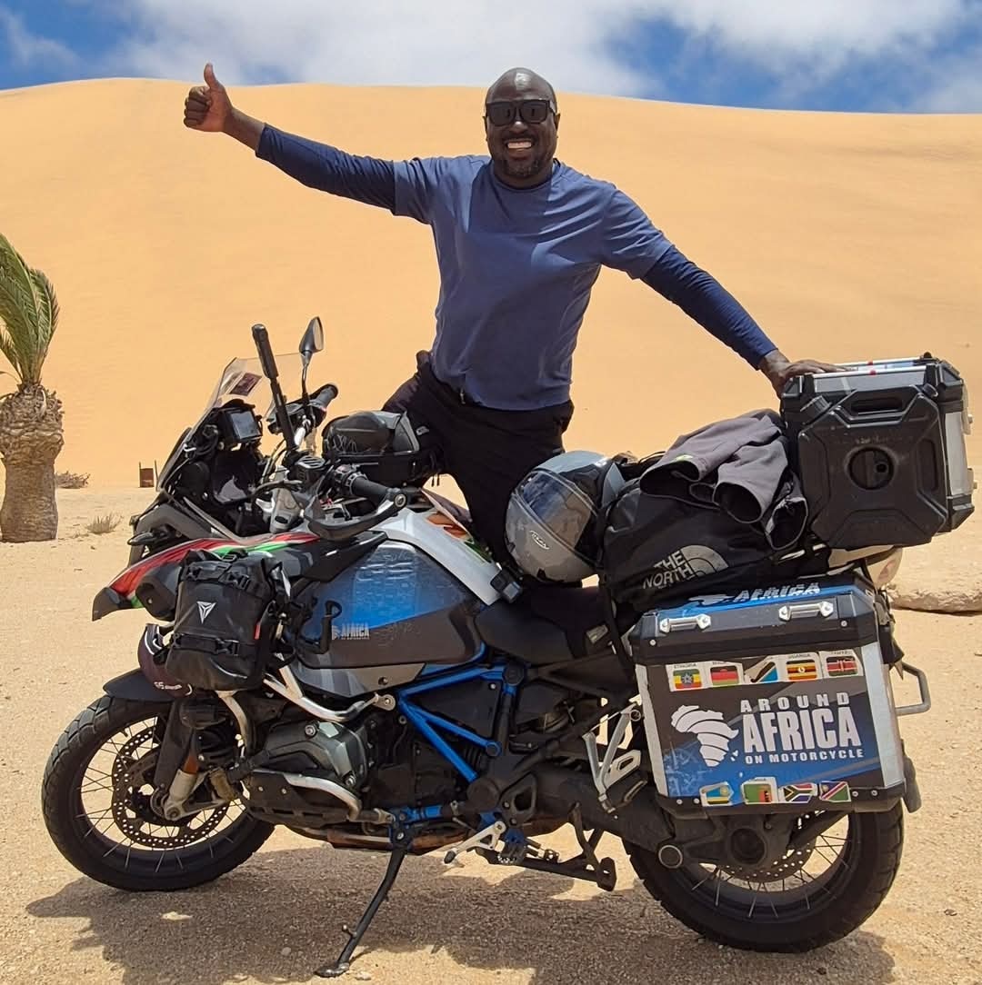 AfricanHub_'s tweet photo. Nick Korir travelled from Nairobi, Kenya 🇰🇪 to Walvis Bay, Namibia 🇳🇦 by his bike https://t.co/kmEpKucdKl