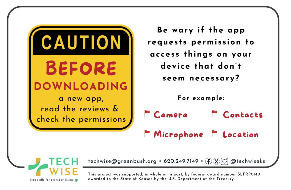TechWiseKS's tweet image. ⚠️ Think Before You Download! ⚠️

Before installing a new app, check the permissions it asks for! 🚨 If it doesn’t need access to your camera, contacts, microphone, or location, why is it asking? Stay safe &amp;amp; protect your privacy! 🔒