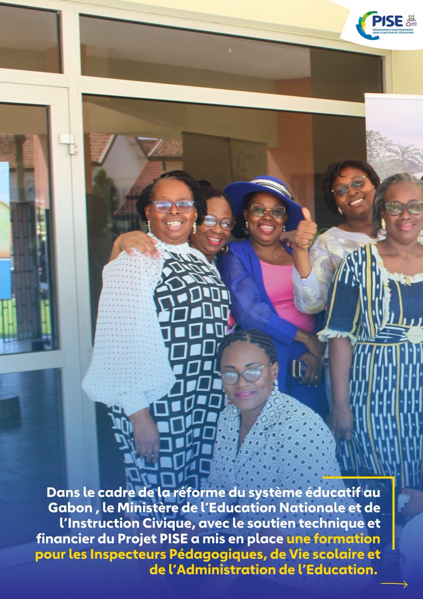 PISEGabon's tweet photo. Le #Gabon 🇬🇦 est fier de présenter sa première promotion des inspecteurs pédagogiques du secondaire formés à domicile. Il s’agit de la première cuvée des inspecteurs pédagogiques formés sur le territoire national depuis 60 ans !
#PISE #AFD #Education @AFD_France @CameliaLeclercq https://t.co/hTSPSxgqY6