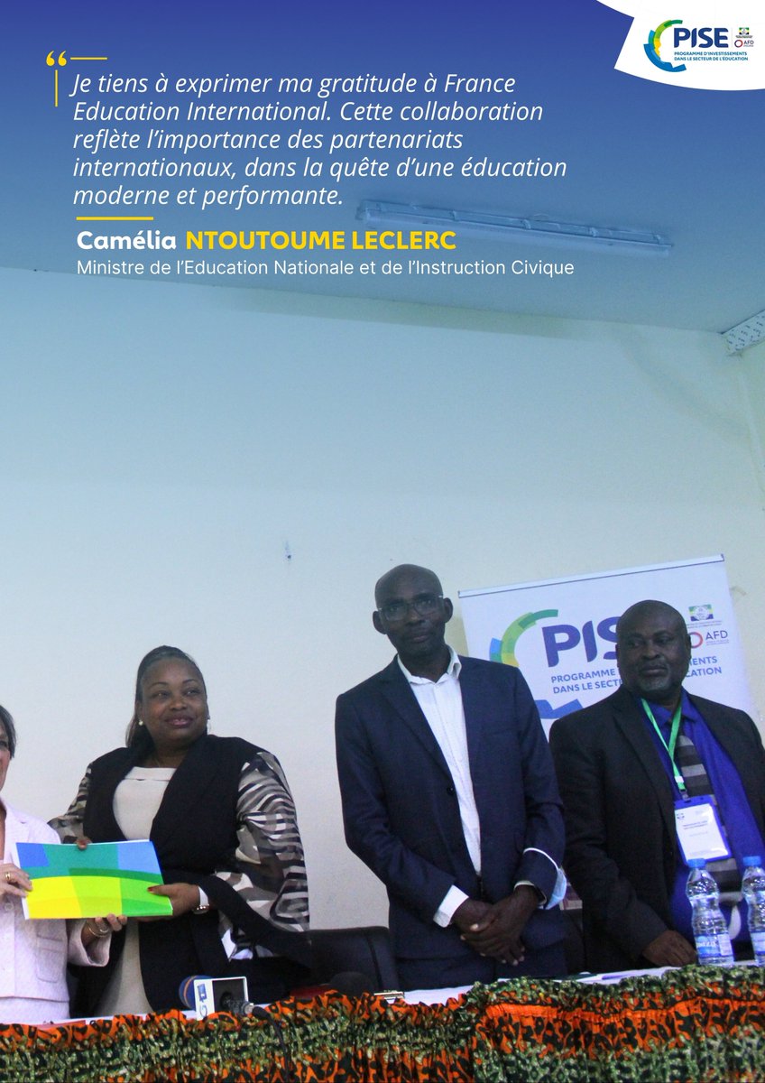 Le #Gabon 🇬🇦 est fier de présenter sa première promotion des inspecteurs pédagogiques du secondaire formés à domicile. Il s’agit de la première cuvée des inspecteurs pédagogiques formés sur le territoire national depuis 60 ans !
#PISE #AFD #Education <a href="/AFD_France/">Agence Française de #Développement (AFD) 🇫🇷 🇪🇺</a> <a href="/CameliaLeclercq/">Camelia Ntoutoume- Leclercq</a>