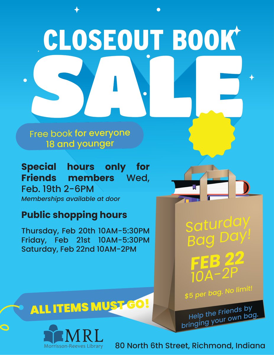 DVDs/sets, CDs, records, books, magazines, puzzles, games, yearbooks, autographed books and more at Morrisson-Reeves Library's Closeout Book Sale on Thursday, Friday and Saturday.