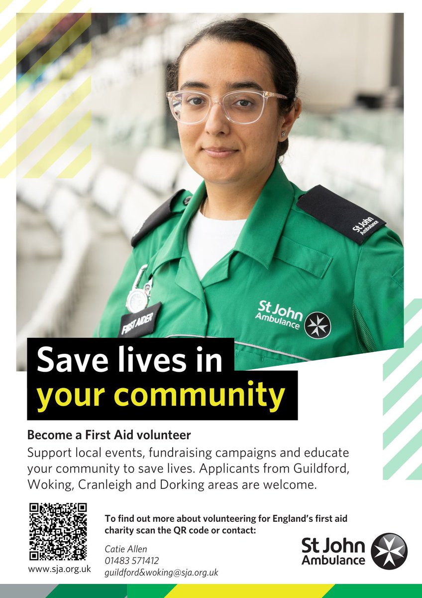 Cranleigh SJA (@cranleighsja) on Twitter photo We are recruiting first aiders in the Cranleigh area. See here tinyurl.com/bde5sy36 to apply or email Cranleigh@sja.org.uk for more information. All training given. <a href="/Surrey_SJA/">SJA Surrey District</a> We are recruiting first aiders in the Cranleigh area. See here tinyurl.com/bde5sy36 to apply or email Cranleigh@sja.org.uk for more information. All training given. <a href="/Surrey_SJA/">SJA Surrey District</a>
