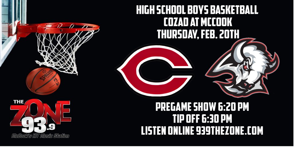 🚨High School Basketball!🚨
🏀Cozad at McCook
📻93.9 The Zone
🖥️939thezone.com
📍McCook, NE
#nebpreps
<a href="/mccookmbb/">McCook Boys Basketball</a>
