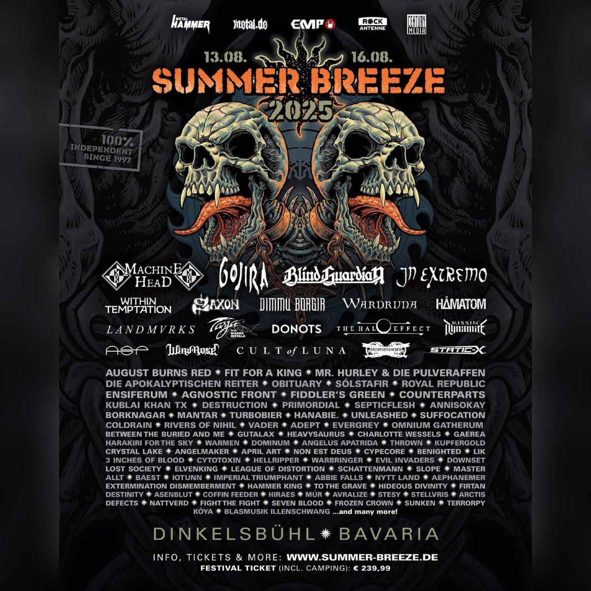 ZachMoonshine's tweet image. 🔥 DESTINITY is hitting the Summer Breeze stage on Friday, August 15th! 🤘 Catch them alongside Machine Head, Gojira, Blind Guardian, Dimmu Borgir, Obituary &amp;amp; more! 💀🔥

🎟 Grab tickets: sbtix.de/kategorien/tic…

#Destinity #SummerBreeze2025 #MelodicDeathMetal #SeeYouInThePit