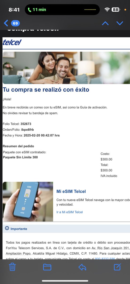 jmarandar's tweet photo. @Telcel  @ServicioTelcel  @arturoelias  realice 2 compras de Esim prepago y llevo 7 ejecutivos de atención al cliente que no sabían que Telcel ya vende Esim prepago .. es el colmo bueno en la imagen que subí no me ha llegado el qr de mi  2da Esim ojalá me puedan ayudar ! https://t.co/fCSpKXdST2