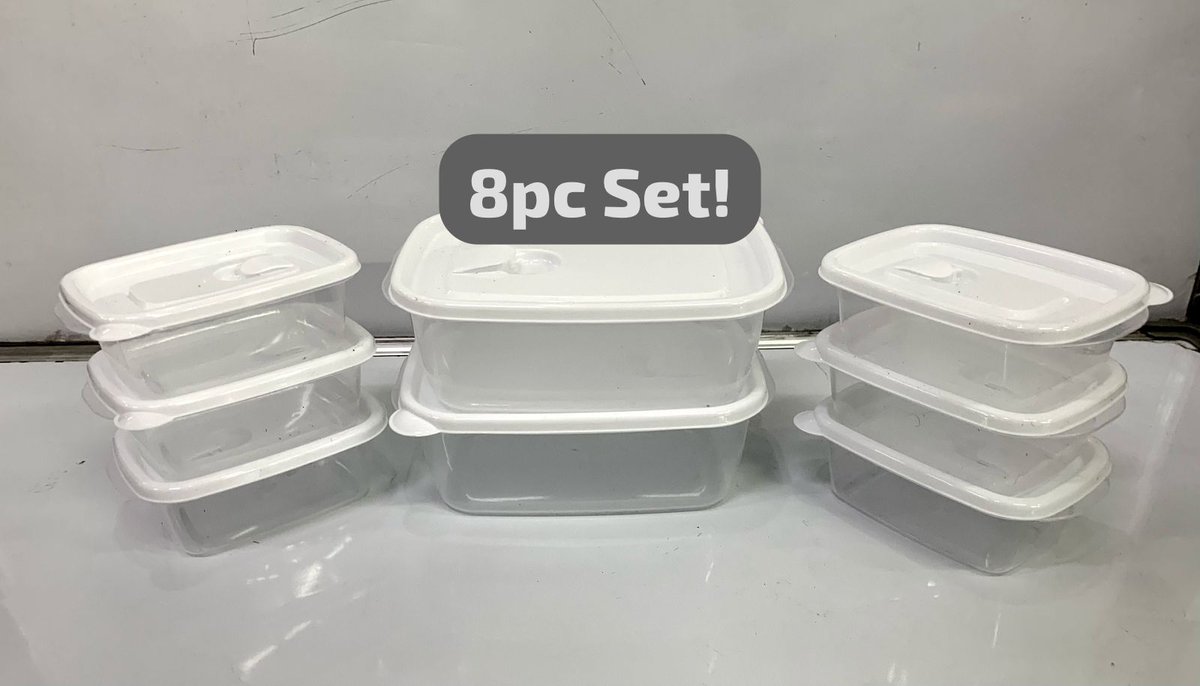 kitchenworldrsa's tweet photo. White Container Sets 🔥🔥🔥

Introducing our versatile Plastic Storage Box Sets ,designed to meet all your organizational needs! 

Each box comes with a secure lid featuring a convenient liftable tab that allows for optimal airflow, keeping your items fresh while ensuring easy access. 

The stackable design maximizes vertical space, and the lightweight structure makes them easy to move 

_4PC Set_ :
Capacity - 400mls x 4 boxes 
Retail : R35 set of 4
Stock: *R28* set of 4
Code : SD931-3

_8PC Set_ :
Capacity - 1200mls x 2 boxes
400mls x 6 boxes 
Retail : R80 set of 8
Stock : *R68* set of 8
Code : SD931-4