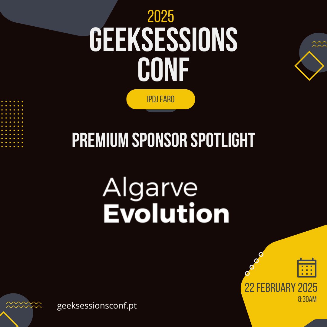 GeekSessionsFAO's tweet image. Drumrollβ¦ π₯ For our premium sponsors! πβ¨ Contentserv, Naviu, and Algarve Evolution! π¬π
π You'll be able to find out more about our premium sponsors at the conference ππ€
π Have you checked the agenda? π geeksessionsconf.pt π 22nd February π