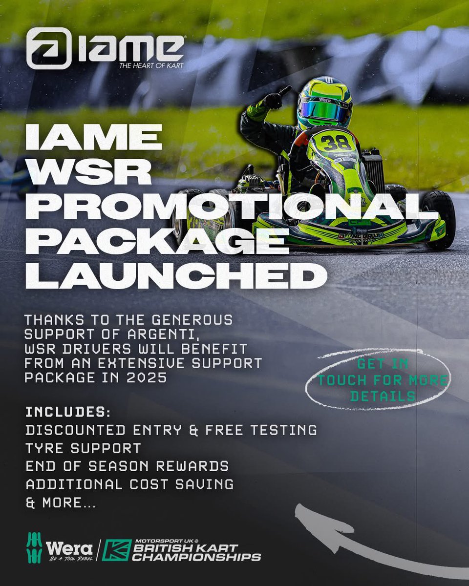 📣 IAME WSR – Competitor support package announced 📣

WSR drivers will benefit from an extensive support package designed to make competing in the BKC more accessible.

Read the full story:
britishkartchampionships.org/wera-tools-bkc…

➡️ PLUS:
IAME O Plate &amp; 2025 BKC Registrations now open! 🚪