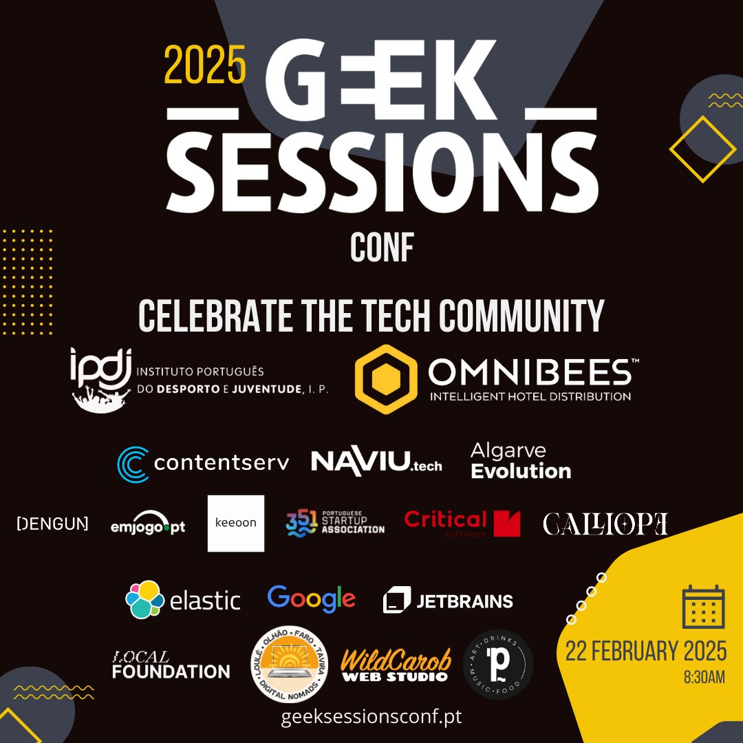 GeekSessionsFAO's tweet image. π GeekSessionsConf is THIS SATURDAY?! π€― Can you believe itβs been barely a month since we launched this into production?! Whoβs excited?!
π You know the drill by now π geeksessionsconf.pt ππ
See you Saturday! π
