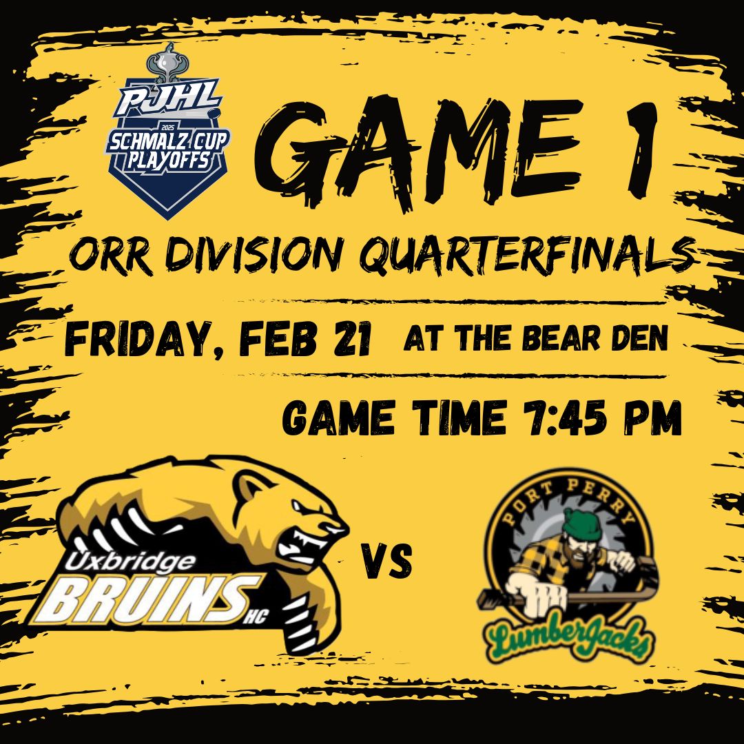 The playoffs start tomorrow with Game 1 of our Battle of North Durham Orr Division quarterfinal match-up vs <a href="/LumberJacksPJHL/">Port Perry Lumberjacks</a> 
The action gets underway at 7:45 p.m.
Watch later today for our full series schedule announcement.
