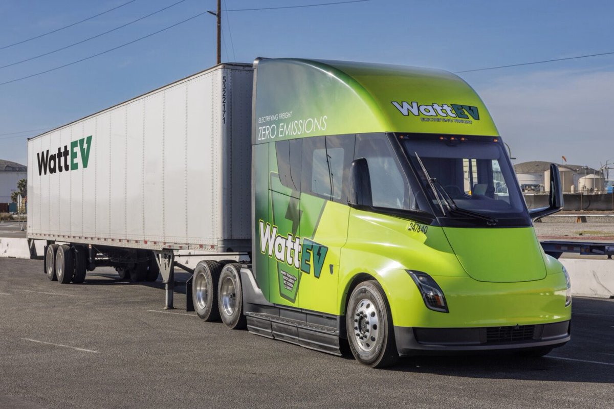 alex_avoigt's tweet photo. Watt ordered 40 Semi, the first 2 have been delivered

‘The Tesla Semi is the only truck on the market that can travel 500 miles on a single charge, with outstanding energy efficiency and fast charging,’ comments Salim Youssefzadeh, CEO of WattEV https://t.co/YPxcxBKkLn