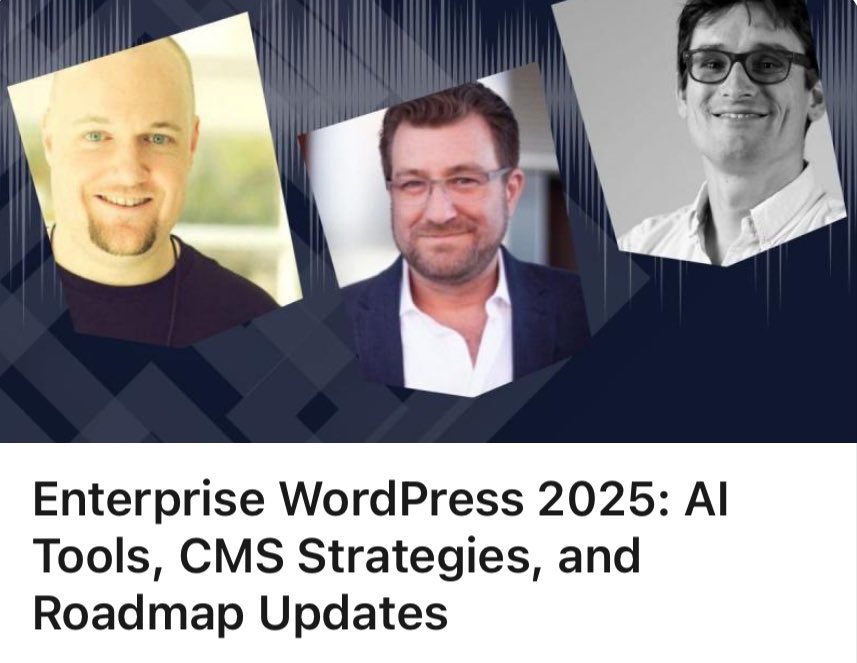WebDevStudios (@webdevstudios) on Twitter photo Tune in for another fun episode of the Enterprise WordPress podcast with <a href="/williamsba/">Brad Williams</a>, <a href="/tomwillmot/">Tom Willmot</a>, & <a href="/karimmarucchi/">K. Marucchi</a>!
Catch the latest <a href="/DotheWoo/">Do The Woo Podcast</a> 🎙️ at: dothewoo.io/enterprise-wor…
#WordPress #Enterprise #CMS #AI Tune in for another fun episode of the Enterprise WordPress podcast with <a href="/williamsba/">Brad Williams</a>, <a href="/tomwillmot/">Tom Willmot</a>, & <a href="/karimmarucchi/">K. Marucchi</a>!
Catch the latest <a href="/DotheWoo/">Do The Woo Podcast</a> 🎙️ at: dothewoo.io/enterprise-wor…
#WordPress #Enterprise #CMS #AI