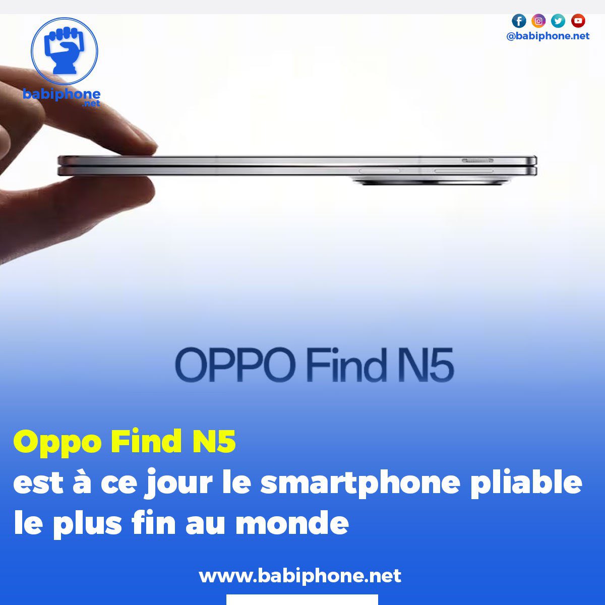 Oppo lance le smartphone le smartphone pliable le plus fin au monde. 

Lien 👇🏾

babiphone.net/oppo-find-n5-e…