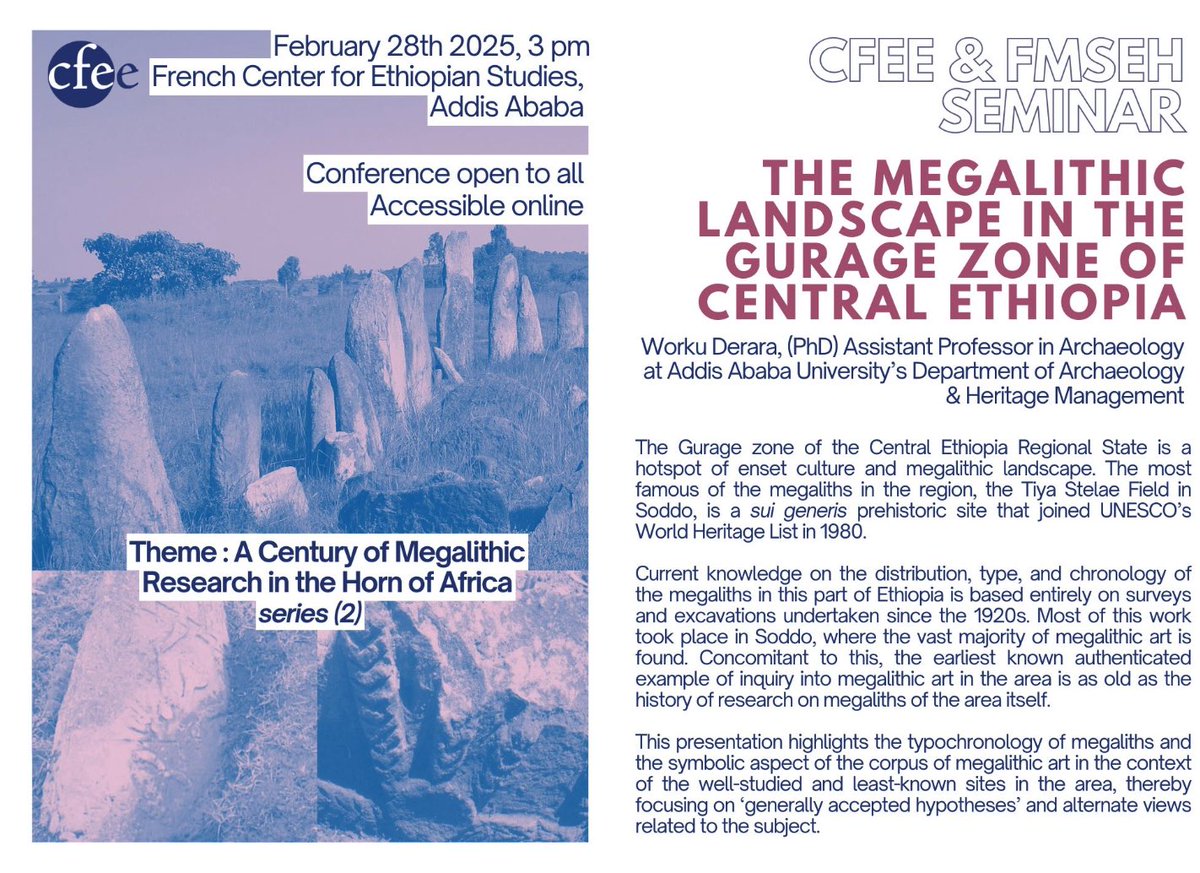 Medieval Studies in Ethiopia and the Horn FMSEH (@ffmseh) on Twitter photo 📣The 2nd talk on Megalithism in the Horn of Africa. We will share the Zoom link here Next Thursday. 📣The 2nd talk on Megalithism in the Horn of Africa. We will share the Zoom link here Next Thursday.