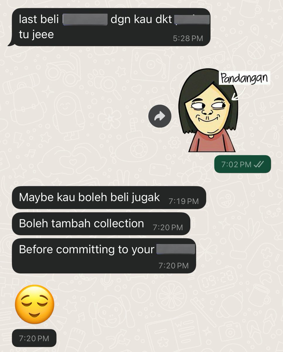 aaaatiqah's tweet photo. in same week, i have one friend that give me a book on improving spending habit. AND another friend who influence on buying the things that i want, but is not needed. Guess who win? https://t.co/AT6i8f6MZ7