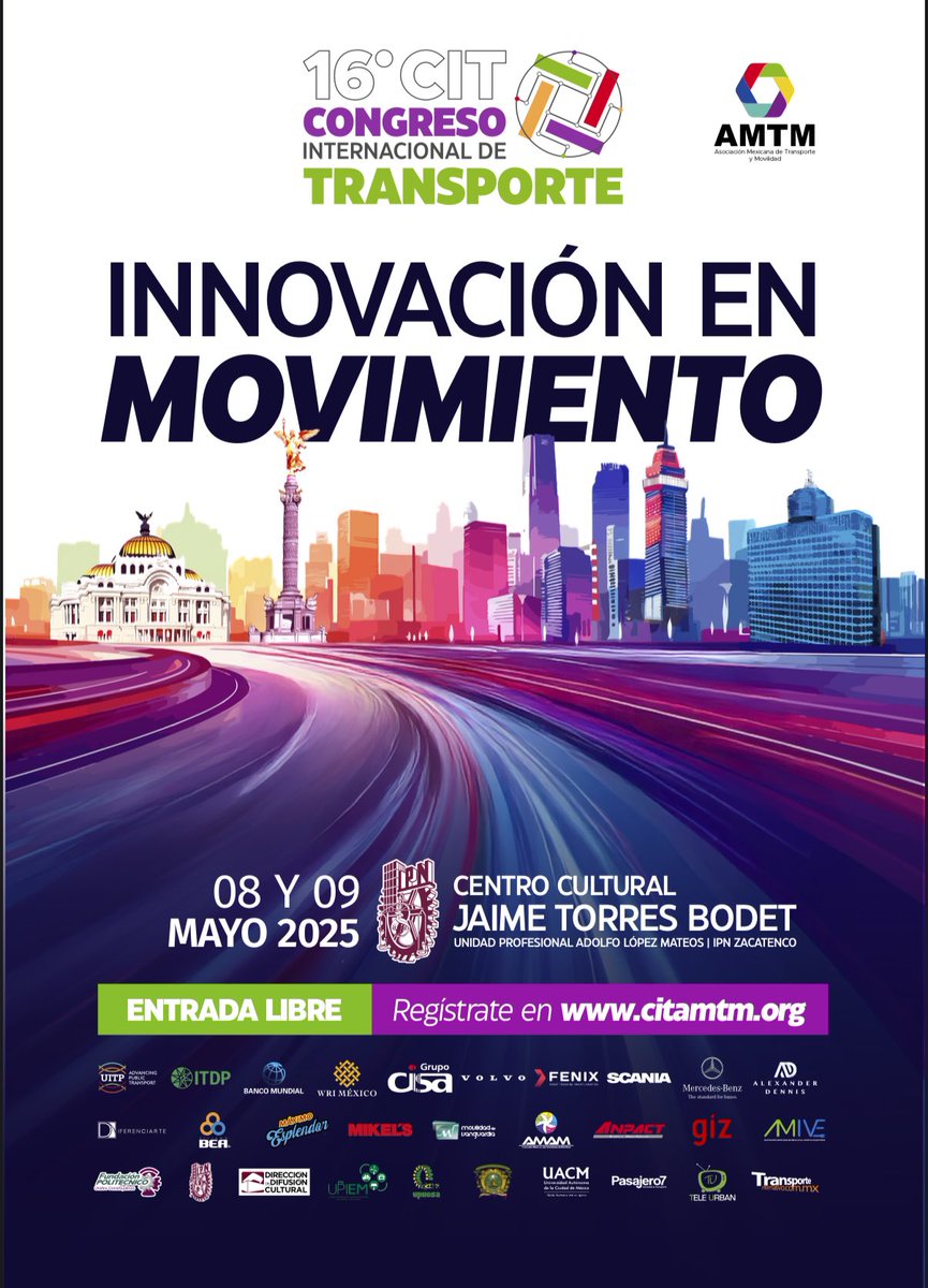 IPN_MX's tweet image. 🚌🚎🚗 Ya viene el 16° Congreso Internacional de Transporte, espacio que reúne a los principales especialistas mundiales en materia de movilidad. ¡No te lo pierdas! Haz tu registro en  citamtm.org
📆 8 y 9 de mayo
📌#CCJTB 
@AMTM_AC