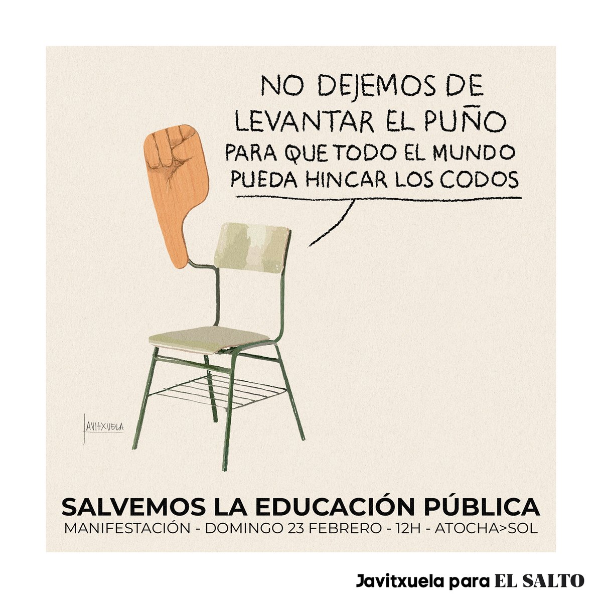 🟢23-F: contra la privatización de la universidad pública”. Es el pistoletazo de salida de la manifestación convocada por más de 20 colectivos. La cita es este domingo a las 12:00 horas desde Atocha hasta Sol.

Por <a href="/SPlazaque/">Sara Plaza Casares</a>
✍️<a href="/Javi_txuela/">Javitxuela</a> 
elsaltodiario.com/comunidad-madr…