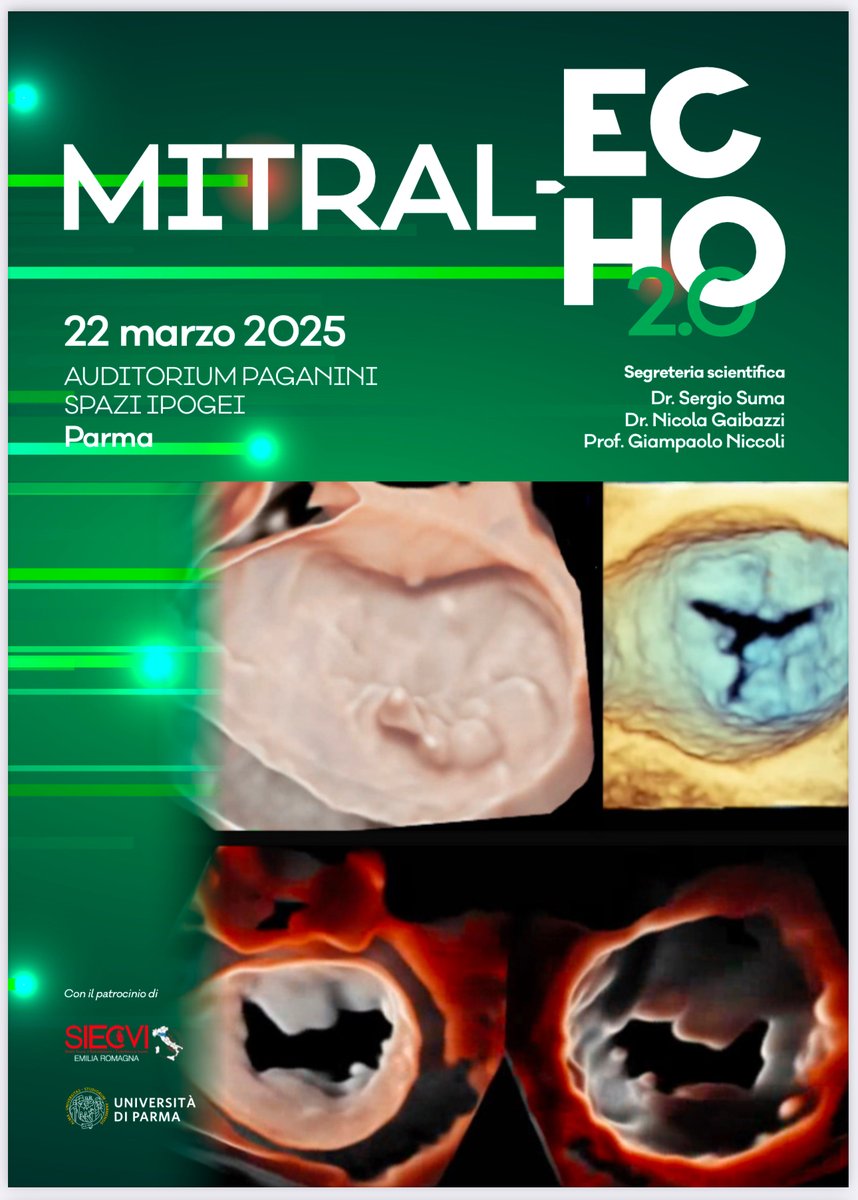 SergioSumaMD's tweet photo. MITRAL-ECHO congress
#echofirst 

🗓️ Sabato 22 Marzo 2025
📍 Parma, Auditorium Paganini spazi ipogei
📑 Iscrizione Gratuita

❌ Workshop Hands-on posti esauriti
✅ Ultimi posti per i workshop dimostrativi in area espositiva

📝 Iscrizioni qui:
https://t.co/KAzotmg5TH https://t.co/WUTd9Z63oo