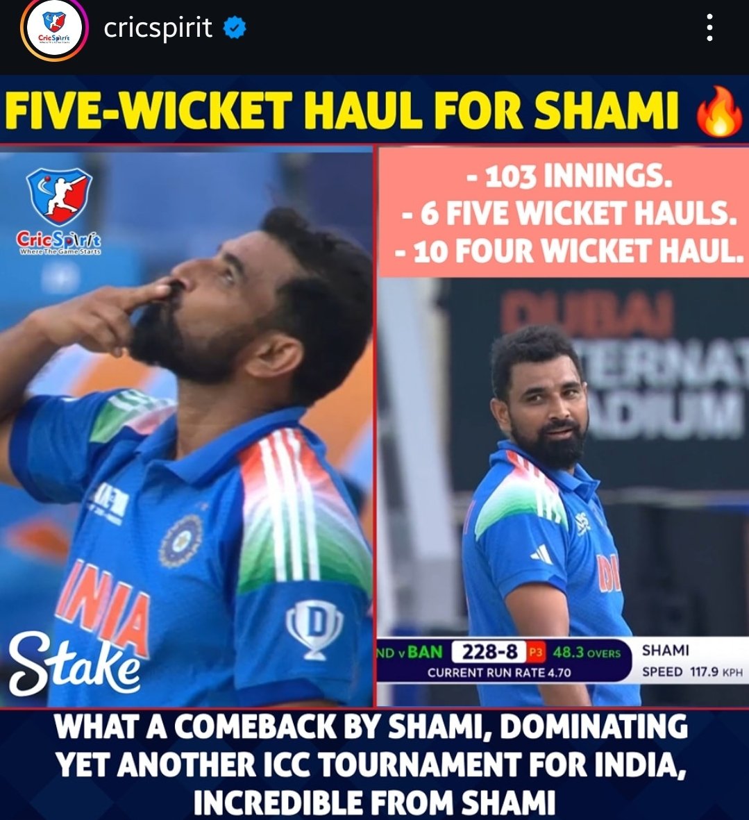 Ind vs ban #championstrophy #ODI .SHAMI 10-0-53-5 wickets 🔥 Well bowling  👏