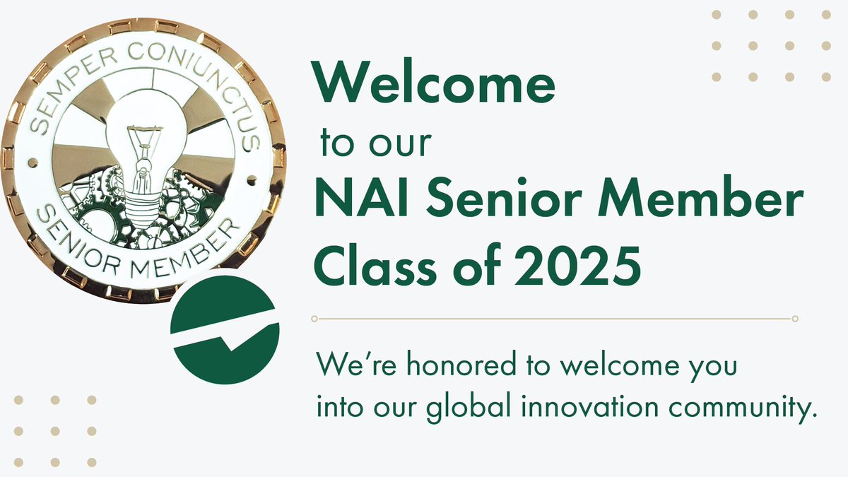 The National Academy of Inventors is proud to announce the distinguished 2025 Class of NAI Senior Members. This year, we recognize 162 exceptional inventors, identified by NAI’s Member Institutions, whose groundbreaking innovations are shaping the future of technology and