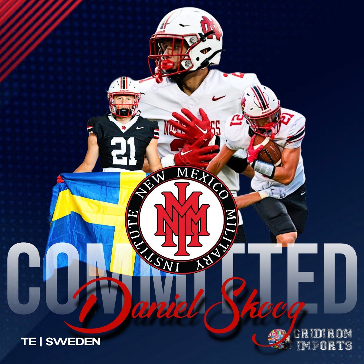 Gridiron Imports Foundation (@gridironimports) on Twitter photo We are excited to share that Swedish Family Member <a href="/Danielskoog21/">Daniel Skoog</a> will be attending <a href="/nmmibroncos/">NMMI Football</a> in the fall! A talented TE/WR he will look to continue this development at the next level!
<a href="/crusaders1991/">Carlstad Crusaders</a> <a href="/NorthCrossFB/">North Cross Football</a> <a href="/NCSRaiders/">North Cross School</a> <a href="/coachpriest222/">Dwayne Priest</a> <a href="/osoukup/">Oliver Soukup</a> We are excited to share that Swedish Family Member <a href="/Danielskoog21/">Daniel Skoog</a> will be attending <a href="/nmmibroncos/">NMMI Football</a> in the fall! A talented TE/WR he will look to continue this development at the next level!
<a href="/crusaders1991/">Carlstad Crusaders</a> <a href="/NorthCrossFB/">North Cross Football</a> <a href="/NCSRaiders/">North Cross School</a> <a href="/coachpriest222/">Dwayne Priest</a> <a href="/osoukup/">Oliver Soukup</a>