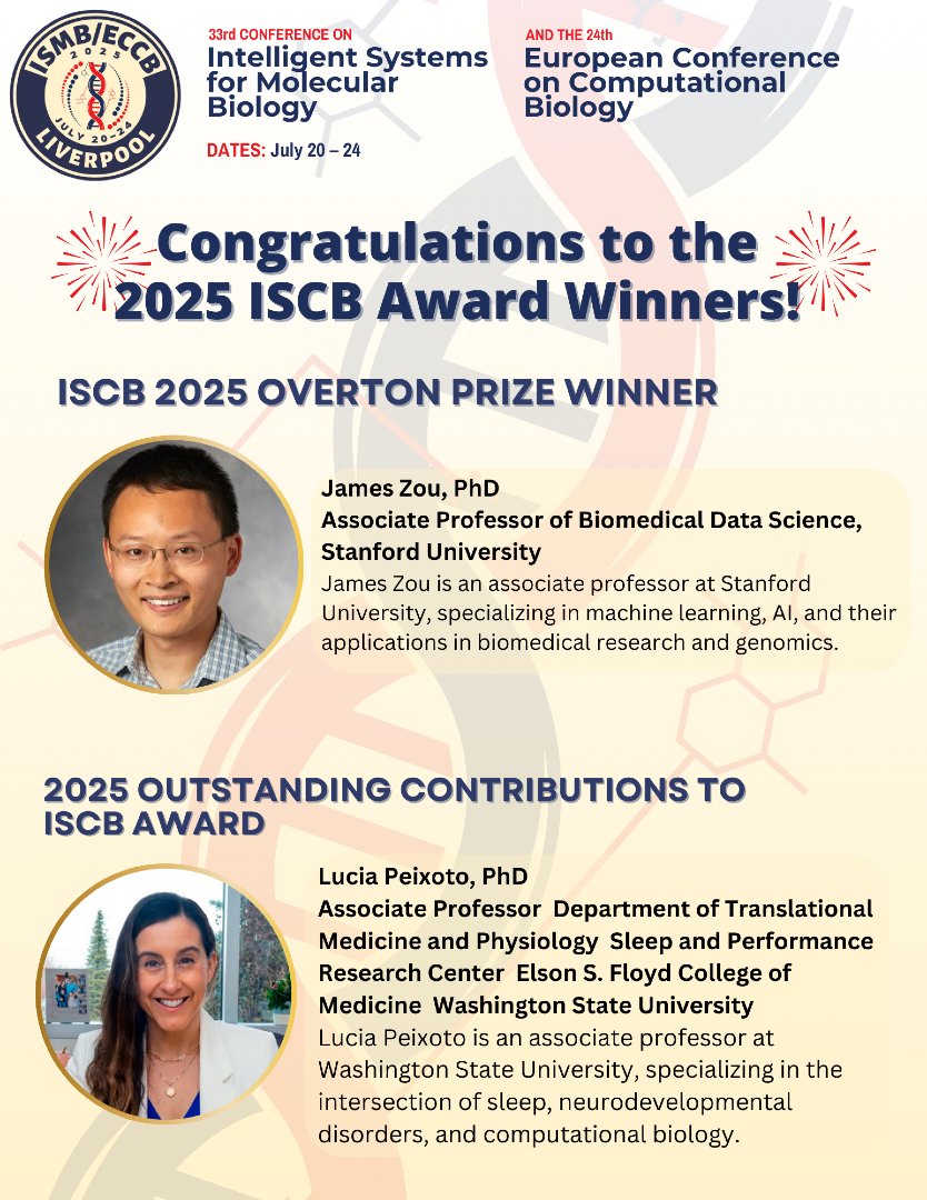 In case you missed the feature in our February newsletter: ISCB is happy to share this year’s ISCB 2025 award recipients!

Please join us in congratulating each of our 2025 awardees!