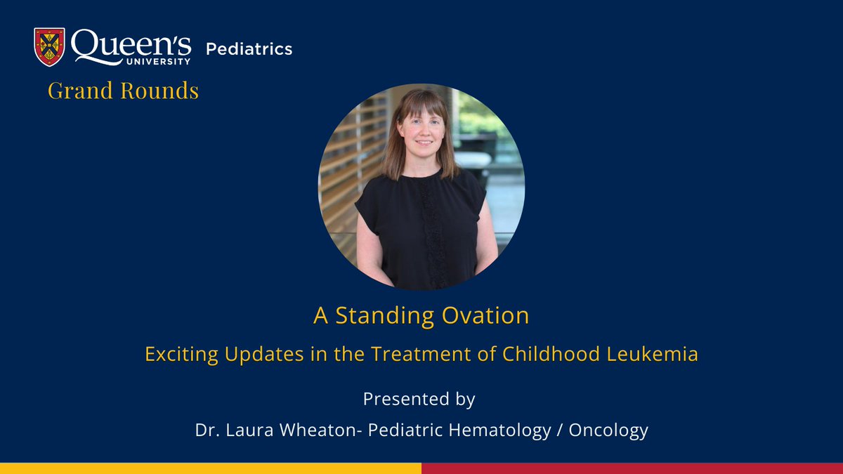 Pediatrics @ Queen's (@queenspeds) on Twitter photo Join <a href="/QueensPeds/">Pediatrics @ Queen's</a> as Dr. Laura Wheaton presents Grand Rounds titled "A Standing Ovation: Exciting Updates in the Treatment of Childhood Leukemia"
Tuesday February 25, 2025
8:00am - 9:00am
Email - Stephanie.Pilszak@kingstonhsc.ca to join Join <a href="/QueensPeds/">Pediatrics @ Queen's</a> as Dr. Laura Wheaton presents Grand Rounds titled "A Standing Ovation: Exciting Updates in the Treatment of Childhood Leukemia"
Tuesday February 25, 2025
8:00am - 9:00am
Email - Stephanie.Pilszak@kingstonhsc.ca to join