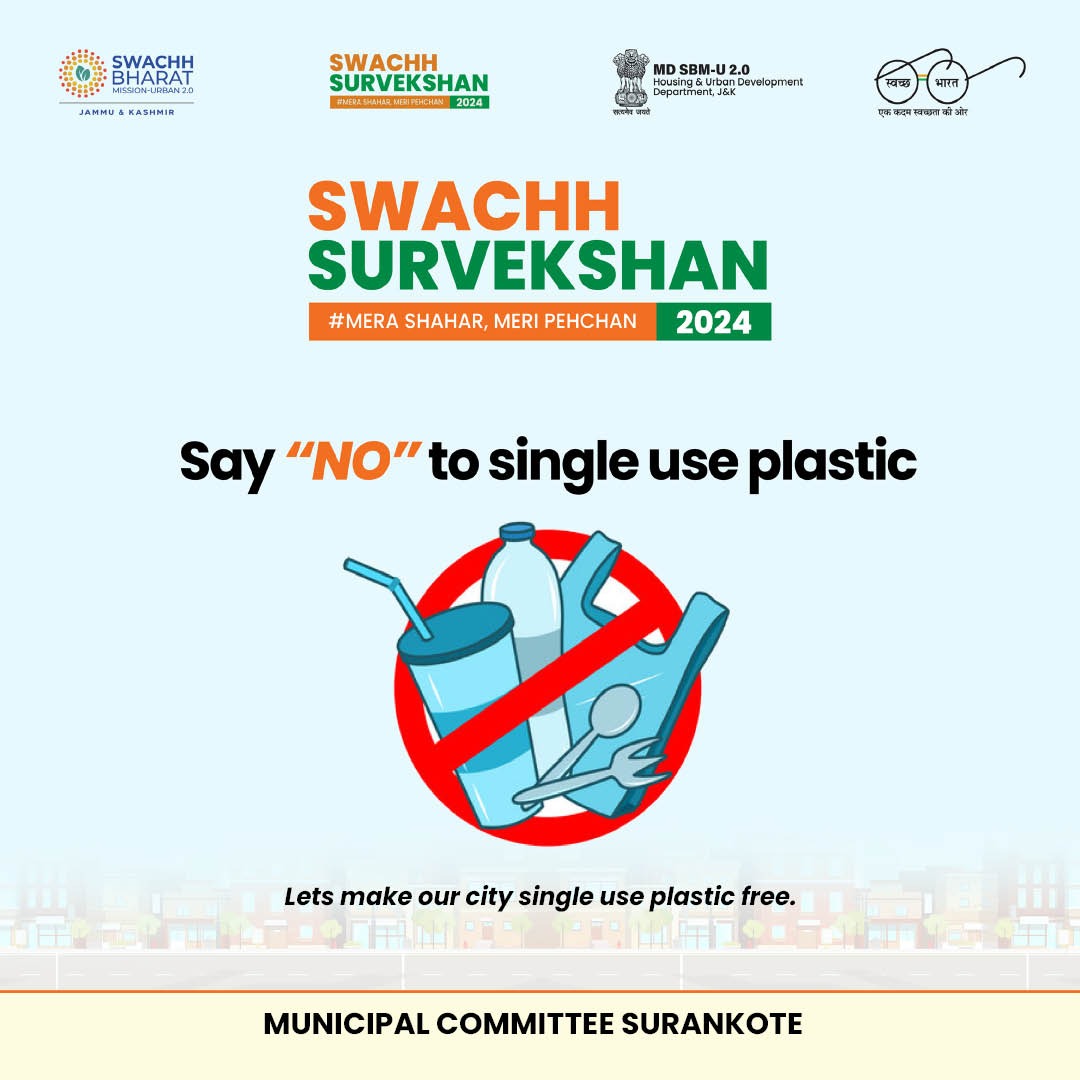 MSurankote's tweet photo. Avoid single use plastic.

@Office of LGJandK
@amrut_MoHUA
@MoHUA_India
@SwachhBharatGov
@md_sbm
@JKHUDD1
@PoonchDm
@JammuUlb https://t.co/36BHl8EjSq