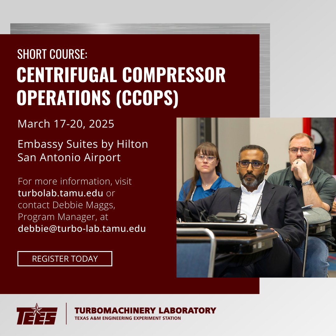 ⚙️ Join us this March for our CCOPS short course! Attendees will solidify their understanding of compressor technology and how it's used in oil &amp; gas applications, enabling more effective project performance. 

Register today to save $360! Learn more at loom.ly/zE_zJsM