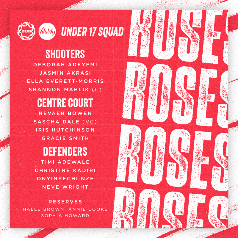 EnglandNetball's tweet photo. Introducing your U17 @EuropeNetball squad 📢 

🏴󠁧󠁢󠁥󠁮󠁧󠁿 @soniaMkoloma has named 12 athletes and three reserves to compete in the event from 5-9 March in Northern Ireland. 

The squad will be led by captain @ShannonMahlik, with @SaschaDale as vice-captain 🫡