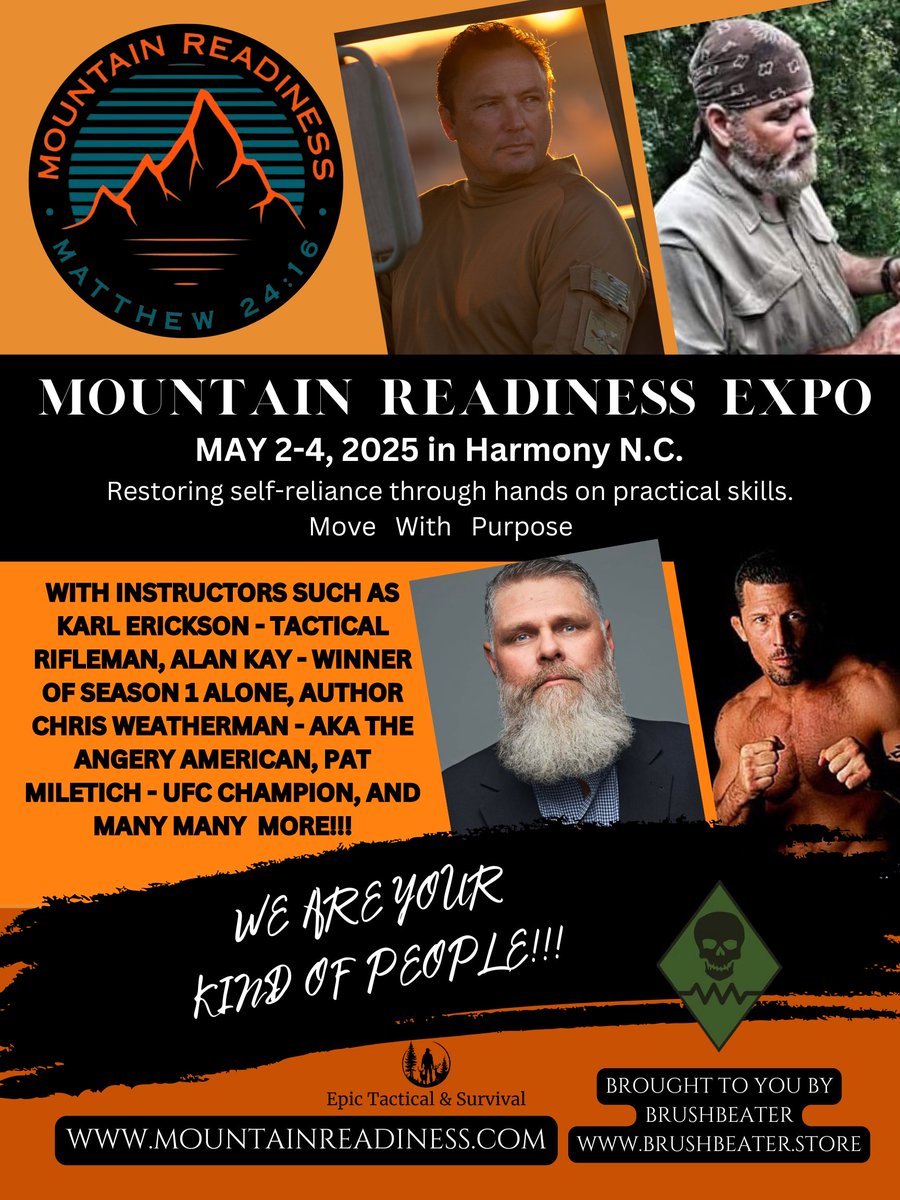 We will be at this years Mountain Readiness Expo.  If you're looking for some great training and a fun weekend, grab a ticket and come on out. #epictacticalandsurvival