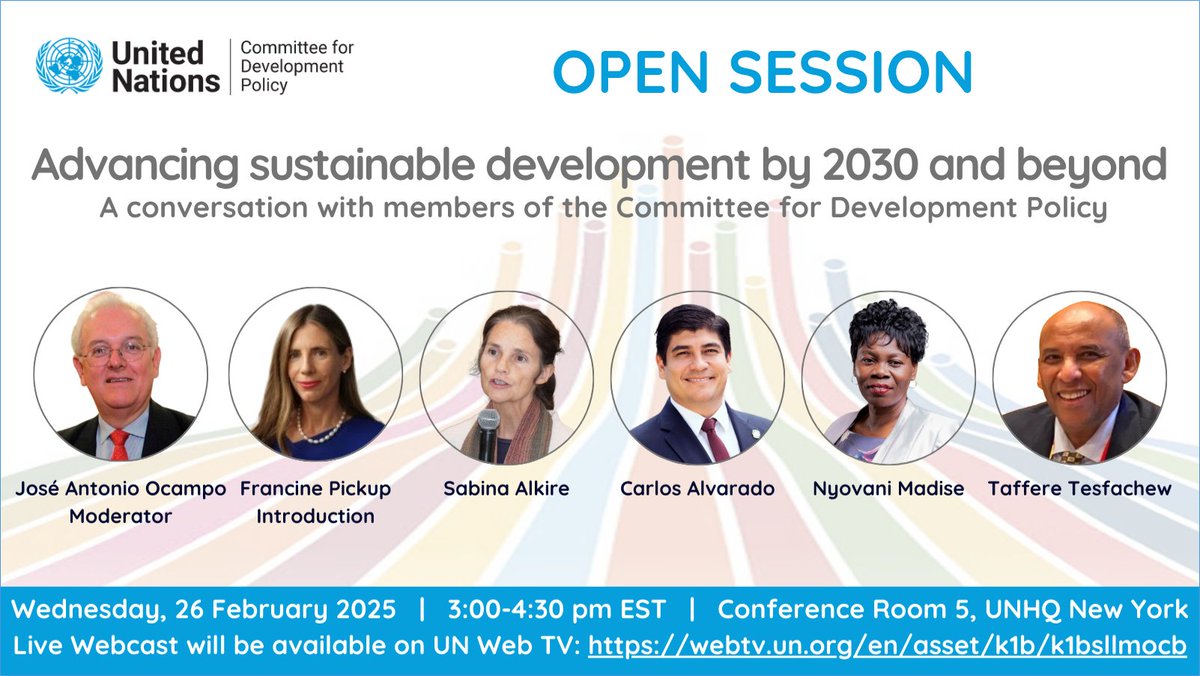 UNDevelopPolicy's tweet image. Connect with the UN Committee for Development Policy &amp;amp; the global community as we chart a path toward sustainable development beyond 2030. #GlobalGoals #UNCDP
🗓️ 27 February, 3:00 pm EST 📍CR5 UNHQ 
More details here 👇un.org/development/de…