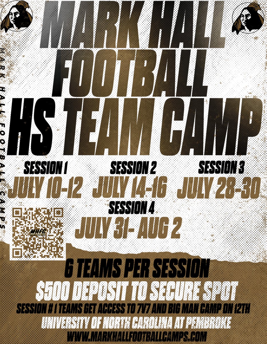 UNCP Braves Football (@uncp_football) on Twitter photo HS Coaches! Save the dates and do not miss the opportunity to Team Camp with the Braves! Spots are limited. Contact <a href="/CoachJRiley_/">Jayden Riley</a> for more information.
#TheSIX HS Coaches! Save the dates and do not miss the opportunity to Team Camp with the Braves! Spots are limited. Contact <a href="/CoachJRiley_/">Jayden Riley</a> for more information.
#TheSIX